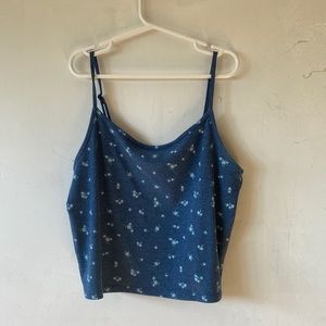 Blue with flowers tank crop top